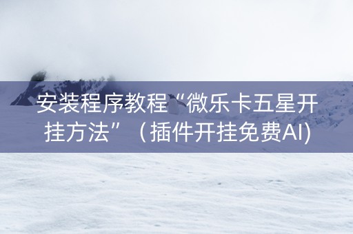 安装程序教程“微乐卡五星开挂方法”（插件开挂免费AI)