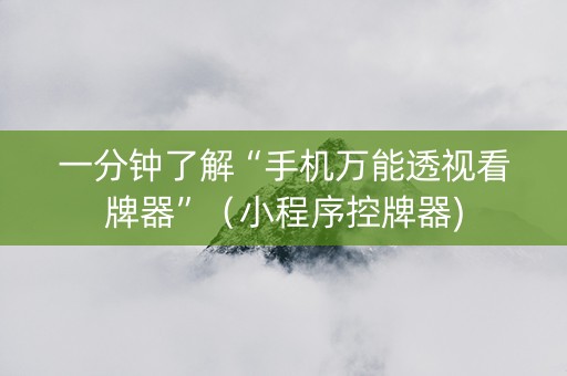 一分钟了解“手机万能透视看牌器”（小程序控牌器)