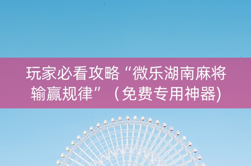 玩家必看攻略“微乐湖南麻将输赢规律”（免费专用神器)