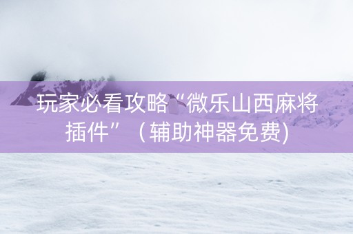玩家必看攻略“微乐山西麻将插件”（辅助神器免费)