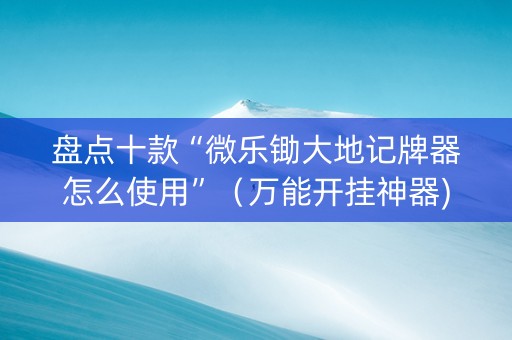 盘点十款“微乐锄大地记牌器怎么使用”（万能开挂神器)
