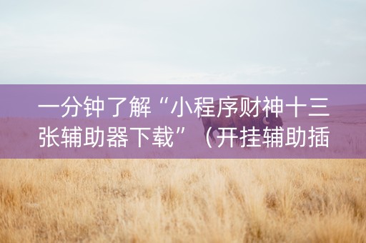 一分钟了解“小程序财神十三张辅助器下载”（开挂辅助插件)