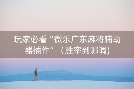 玩家必看“微乐广东麻将辅助器插件”（胜率到哪调)