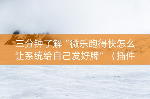 三分钟了解“微乐跑得快怎么让系统给自己发好牌”（插件开挂免费AI)