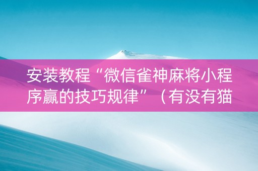 安装教程“微信雀神麻将小程序赢的技巧规律”（有没有猫腻)