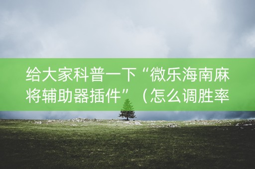 给大家科普一下“微乐海南麻将辅助器插件”（怎么调胜率)