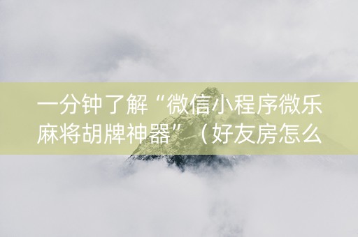 一分钟了解“微信小程序微乐麻将胡牌神器”（好友房怎么才能赢)