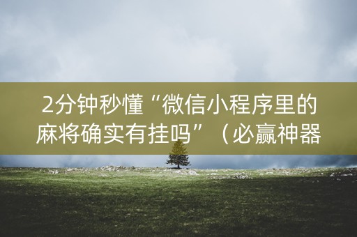 2分钟秒懂“微信小程序里的麻将确实有挂吗”（必赢神器辅助器)
