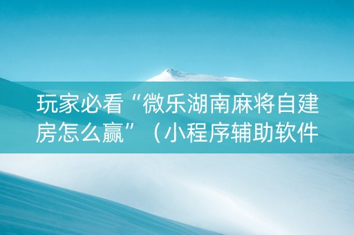 玩家必看“微乐湖南麻将自建房怎么赢”（小程序辅助软件)