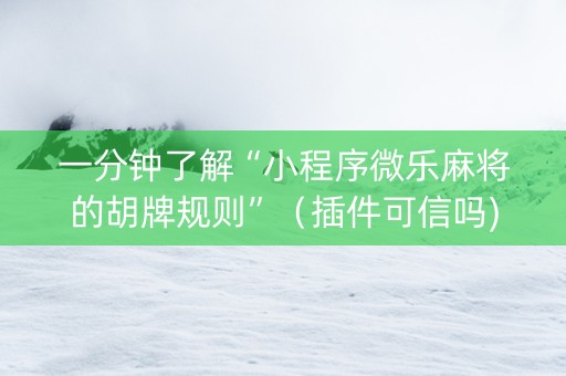 一分钟了解“小程序微乐麻将的胡牌规则”（插件可信吗)