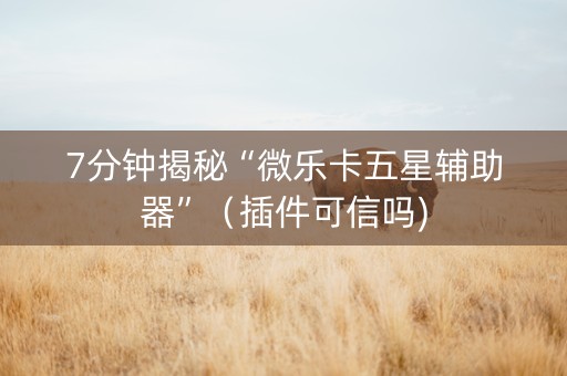 7分钟揭秘“微乐卡五星辅助器”（插件可信吗)