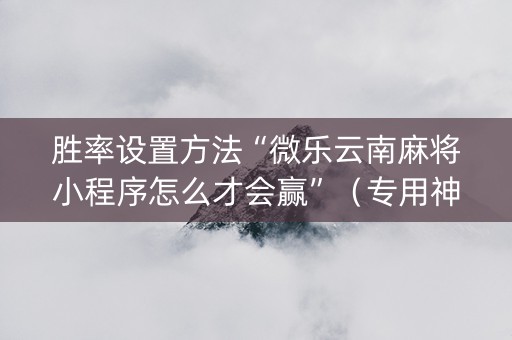 胜率设置方法“微乐云南麻将小程序怎么才会赢”（专用神器下载)
