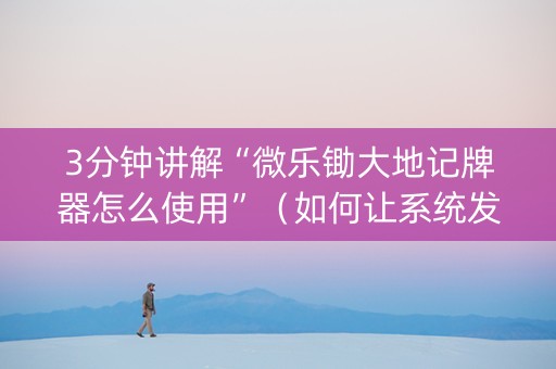 3分钟讲解“微乐锄大地记牌器怎么使用”（如何让系统发好牌)