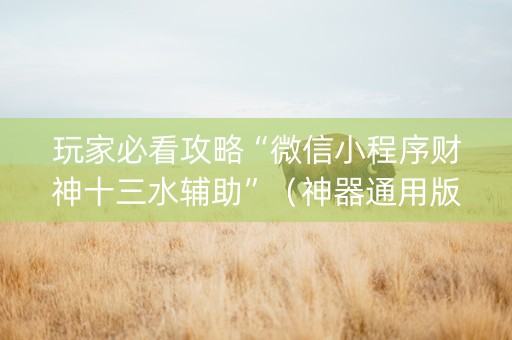 玩家必看攻略“微信小程序财神十三水辅助”（神器通用版)