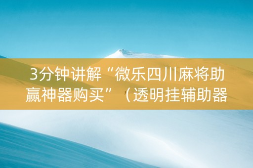 3分钟讲解“微乐四川麻将助赢神器购买”（透明挂辅助器)