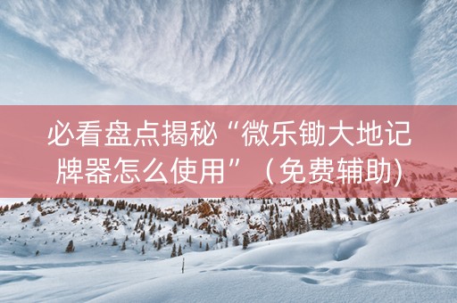 必看盘点揭秘“微乐锄大地记牌器怎么使用”（免费辅助)