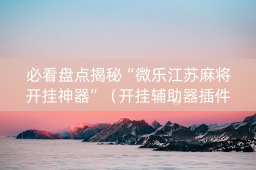 必看盘点揭秘“微乐江苏麻将开挂神器”（开挂辅助器插件)