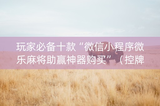 玩家必备十款“微信小程序微乐麻将助赢神器购买”（控牌神器)