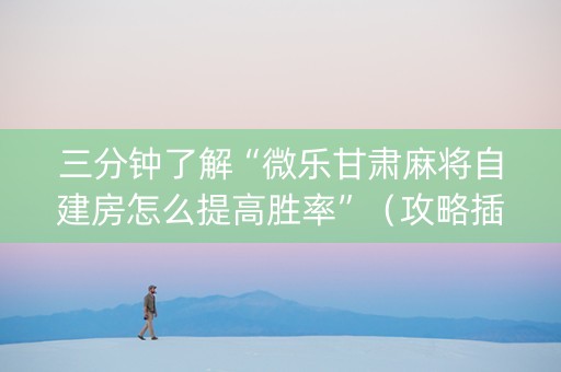 三分钟了解“微乐甘肃麻将自建房怎么提高胜率”（攻略插件)