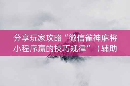 分享玩家攻略“微信雀神麻将小程序赢的技巧规律”（辅助挂发牌规律)