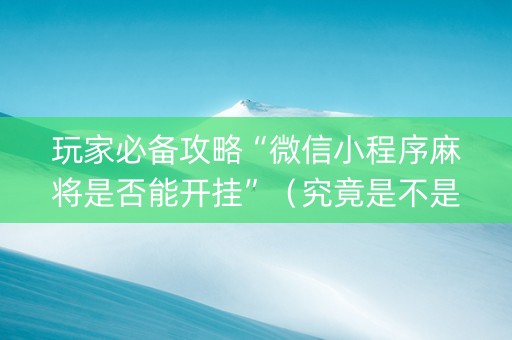 玩家必备攻略“微信小程序麻将是否能开挂”（究竟是不是有挂)