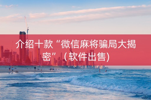 介绍十款“微信麻将骗局大揭密”（软件出售)