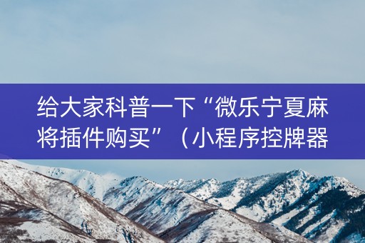 给大家科普一下“微乐宁夏麻将插件购买”（小程序控牌器)