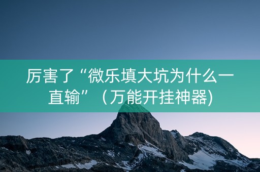 厉害了“微乐填大坑为什么一直输”（万能开挂神器)