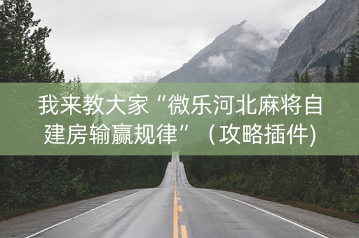 我来教大家“微乐河北麻将自建房输赢规律”（攻略插件)