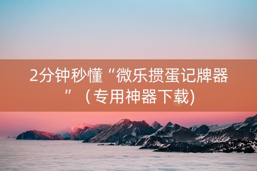 2分钟秒懂“微乐掼蛋记牌器”（专用神器下载)