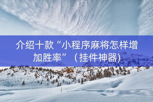 介绍十款“小程序麻将怎样增加胜率”（挂件神器)