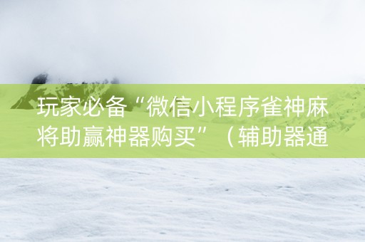 玩家必备“微信小程序雀神麻将助赢神器购买”（辅助器通用版)