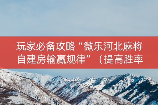 玩家必备攻略“微乐河北麻将自建房输赢规律”（提高胜率软件)