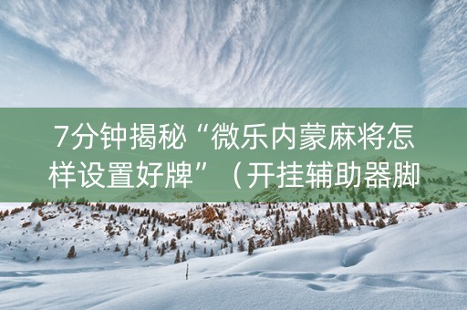 7分钟揭秘“微乐内蒙麻将怎样设置好牌”（开挂辅助器脚本)