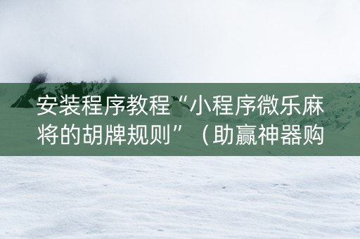 安装程序教程“小程序微乐麻将的胡牌规则”（助赢神器购买)