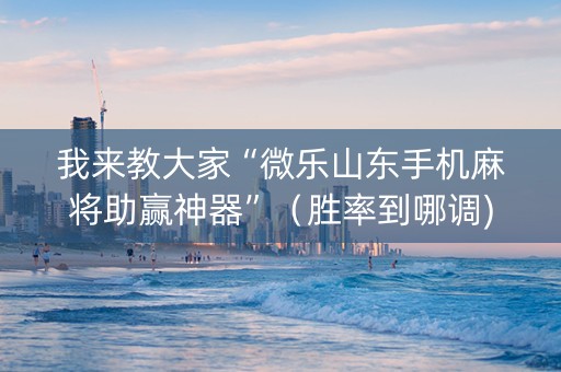 我来教大家“微乐山东手机麻将助赢神器”（胜率到哪调)
