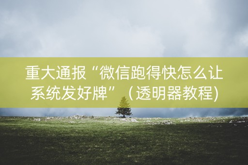 重大通报“微信跑得快怎么让系统发好牌”（透明器教程)
