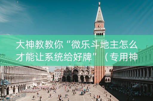 大神教教你“微乐斗地主怎么才能让系统给好牌”（专用神器下载)
