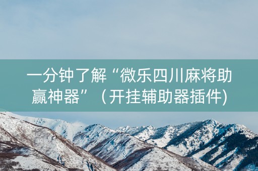 一分钟了解“微乐四川麻将助赢神器”（开挂辅助器插件)