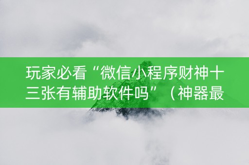玩家必看“微信小程序财神十三张有辅助软件吗”（神器最新免费)