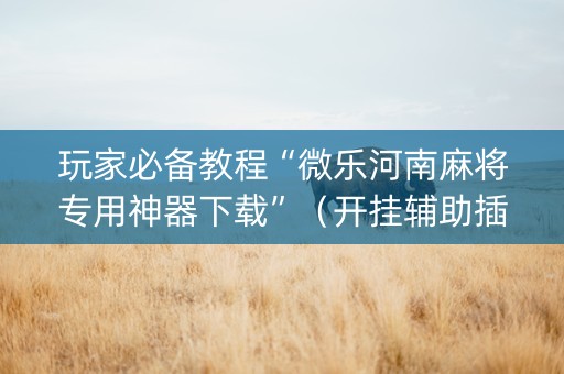 玩家必备教程“微乐河南麻将专用神器下载”（开挂辅助插件)