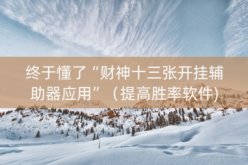 终于懂了“财神十三张开挂辅助器应用”（提高胜率软件)