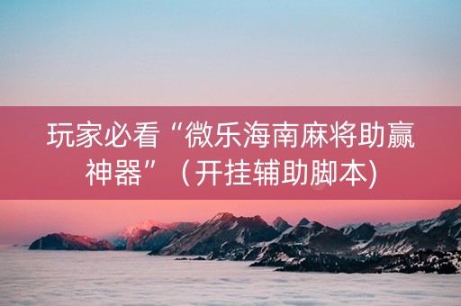 玩家必看“微乐海南麻将助赢神器”（开挂辅助脚本)