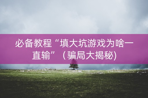 必备教程“填大坑游戏为啥一直输”（骗局大揭秘)
