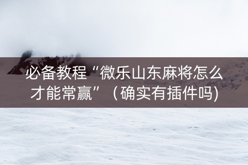 必备教程“微乐山东麻将怎么才能常赢”（确实有插件吗)