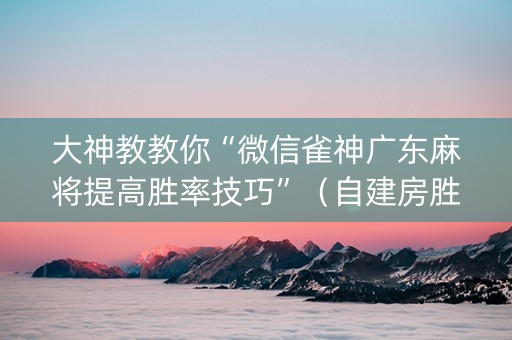 大神教教你“微信雀神广东麻将提高胜率技巧”（自建房胜负规律)