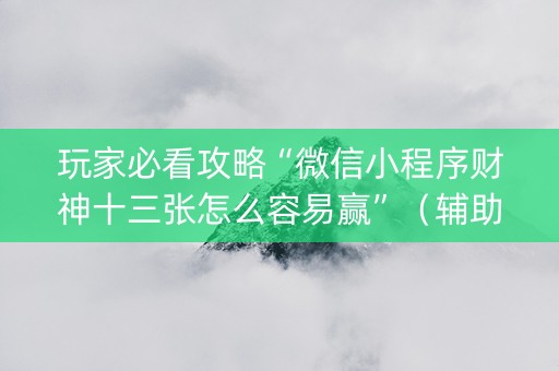 玩家必看攻略“微信小程序财神十三张怎么容易赢”（辅助挂发牌规律)