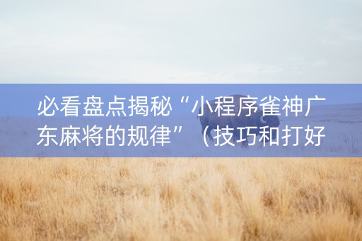 必看盘点揭秘“小程序雀神广东麻将的规律”（技巧和打好牌方法)