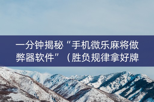 一分钟揭秘“手机微乐麻将做弊器软件”（胜负规律拿好牌)