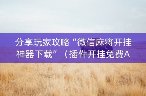 分享玩家攻略“微信麻将开挂神器下载”（插件开挂免费AI)